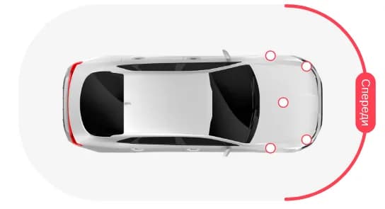 Схема повреждений из Автотеки: удар спереди